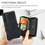 For Samsung Galaxy S24+ 5G JEEHOOD Magnetic Zipper Horizontal Flip Leather Phone Case(Black)