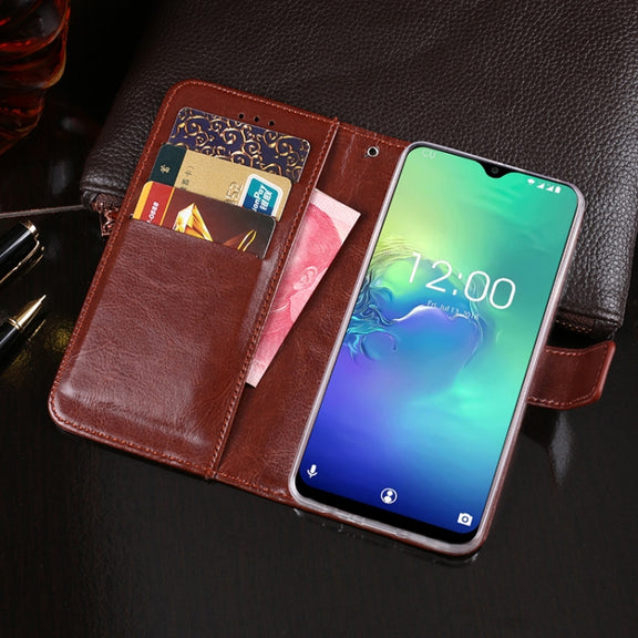 For Oukitel C15 Pro idewei  Crazy Horse Texture Horizontal Flip Leather Case with Holder & Card Slots & Wallet(Dark Blue)