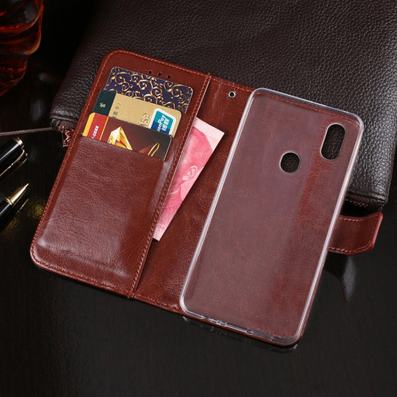 For Oukitel C15 Pro idewei  Crazy Horse Texture Horizontal Flip Leather Case with Holder & Card Slots & Wallet(White)