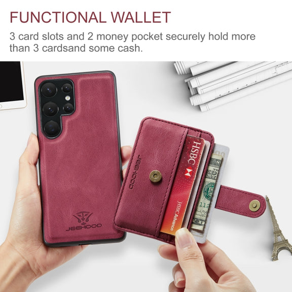 For Samsung Galaxy S24 Ultra 5G JEEHOOD RFID Blocking Anti-Theft Magnetic Phone Case(Red)