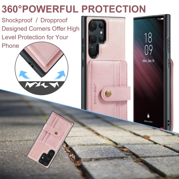 For Samsung Galaxy S24 Ultra 5G JEEHOOD RFID Blocking Anti-Theft Magnetic Phone Case(Pink)