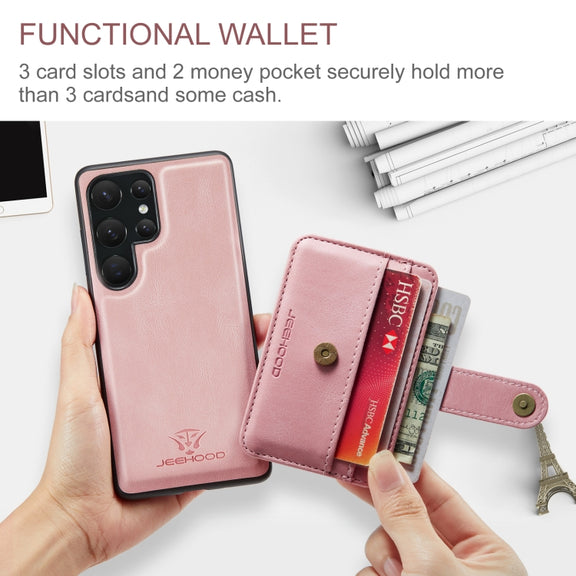 For Samsung Galaxy S24 Ultra 5G JEEHOOD RFID Blocking Anti-Theft Magnetic Phone Case(Pink)