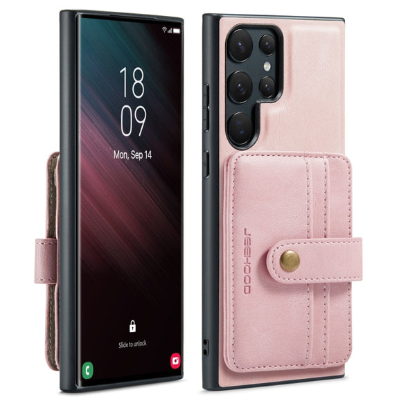 For Samsung Galaxy S24 Ultra 5G JEEHOOD RFID Blocking Anti-Theft Magnetic Phone Case(Pink)