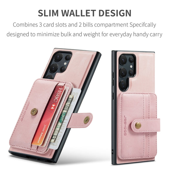 For Samsung Galaxy S24 Ultra 5G JEEHOOD RFID Blocking Anti-Theft Magnetic Phone Case(Pink)