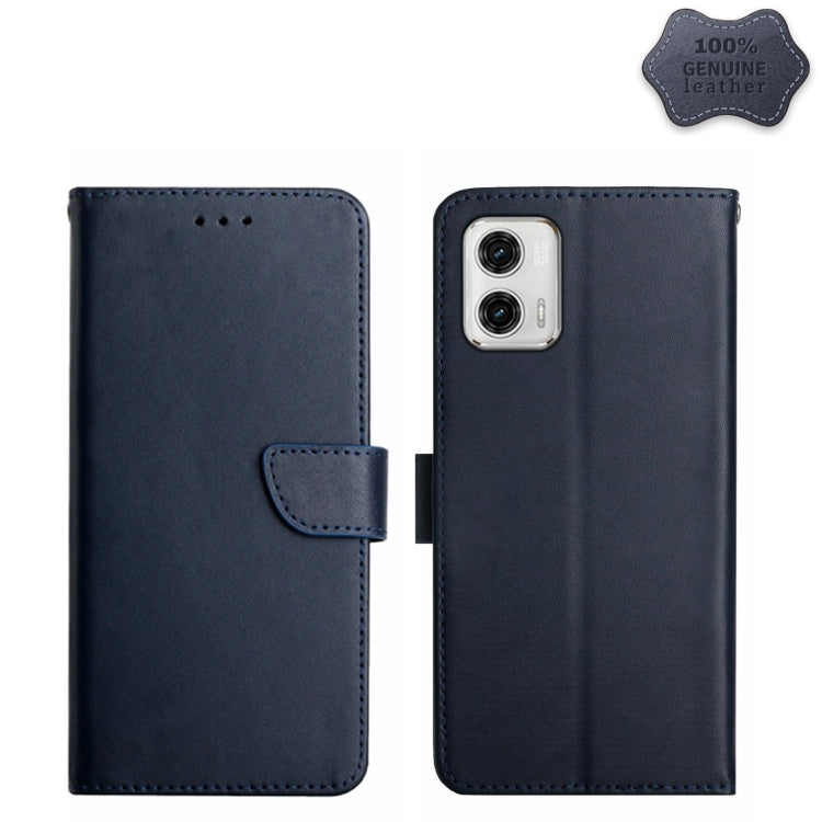 For Motorola Moto G73 5G Genuine Leather Fingerprint-proof Flip Phone Case(Blue) - free shipping - PMC TechLife - Order now!