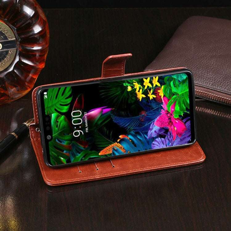 For LG G8 ThinQ idewei Crazy Horse Texture Horizontal Flip Leather Case with Holder & Card Slots & Wallet(Black)