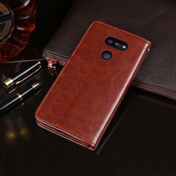 For LG K40S idewei Crazy Horse Texture Horizontal Flip Leather Case with Holder & Card Slots & Wallet(Dark Blue)