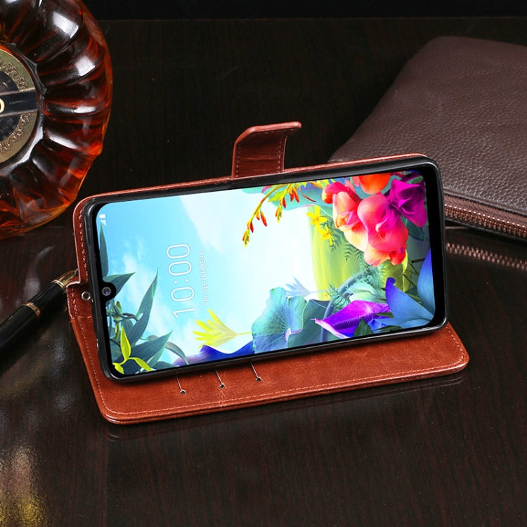 For LG K40S idewei Crazy Horse Texture Horizontal Flip Leather Case with Holder & Card Slots & Wallet(Brown)