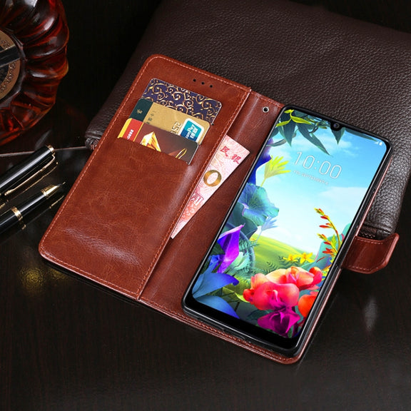 For LG K40S idewei Crazy Horse Texture Horizontal Flip Leather Case with Holder & Card Slots & Wallet(Brown)