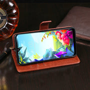 For LG K50S idewei Crazy Horse Texture Horizontal Flip Leather Case with Holder & Card Slots & Wallet(Brown)