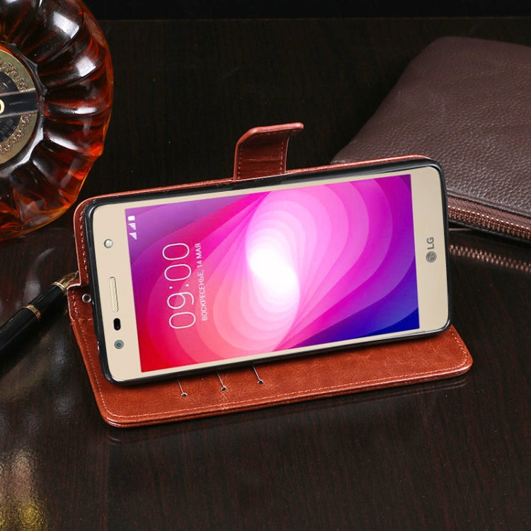 For LG X power2 idewei Crazy Horse Texture Horizontal Flip Leather Case with Holder & Card Slots & Wallet(Red)