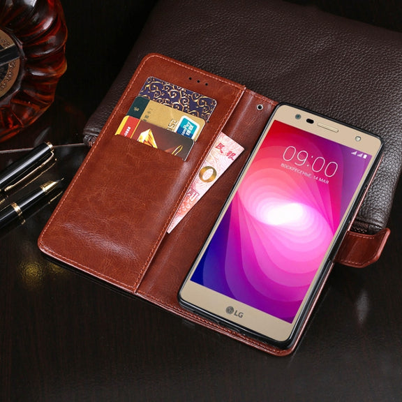 For LG X power2 idewei Crazy Horse Texture Horizontal Flip Leather Case with Holder & Card Slots & Wallet(Black)