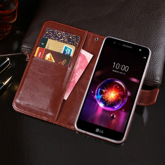 For LG X power3 idewei Crazy Horse Texture Horizontal Flip Leather Case with Holder & Card Slots & Wallet(White)