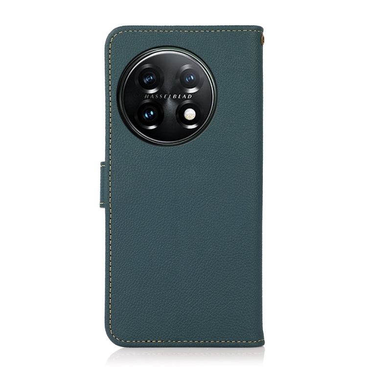 For OnePlus 11 KHAZNEH Custer Texture RFID Genuine Leather Phone Case(Green) - OnePlus Cases by PMC TechLife | Online Shopping South Africa | PMC TechLife | Buy Now Pay Later Mobicred
