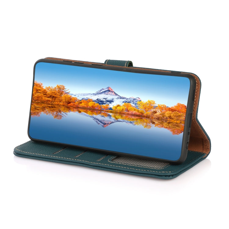 For OnePlus 11 KHAZNEH Custer Texture RFID Genuine Leather Phone Case(Green) - OnePlus Cases by PMC TechLife | Online Shopping South Africa | PMC TechLife | Buy Now Pay Later Mobicred