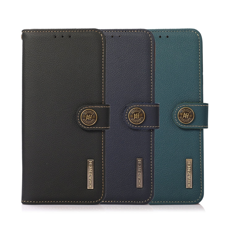 For OnePlus 11 KHAZNEH Custer Texture RFID Genuine Leather Phone Case(Green)