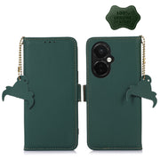 For OnePlus Nord CE 3 Lite Genuine Leather Magnetic RFID Leather Phone Case(Green)