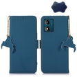 For Motorola Moto E13 Genuine Leather Magnetic RFID Leather Phone Case(Blue) - Motorola Cases by PMC TechLife | Online Shopping South Africa | PMC TechLife | Buy Now Pay Later Mobicred