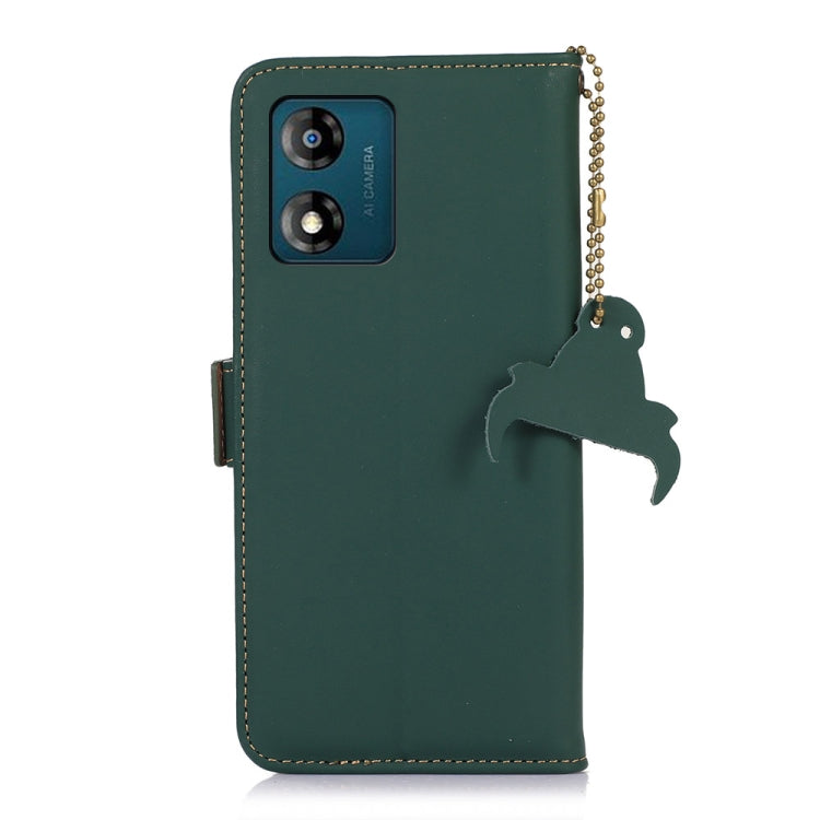 For Motorola Moto E13 Genuine Leather Magnetic RFID Leather Phone Case(Green) - Motorola Cases by PMC TechLife | Online Shopping South Africa | PMC TechLife | Buy Now Pay Later Mobicred