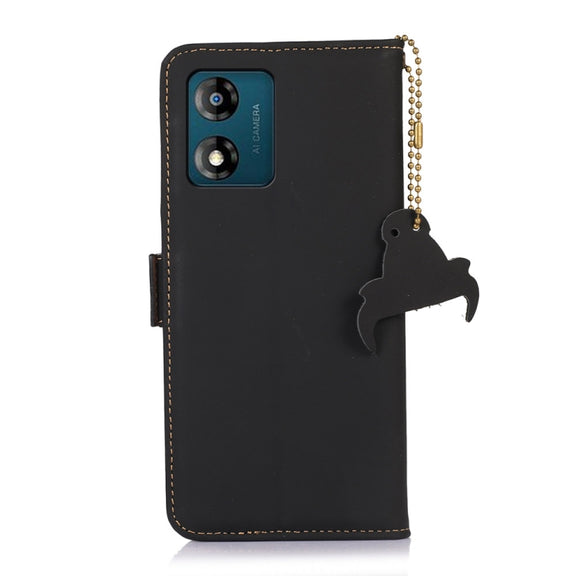 For Motorola Moto G53 5G Genuine Leather Magnetic RFID Leather Phone Case(Black)