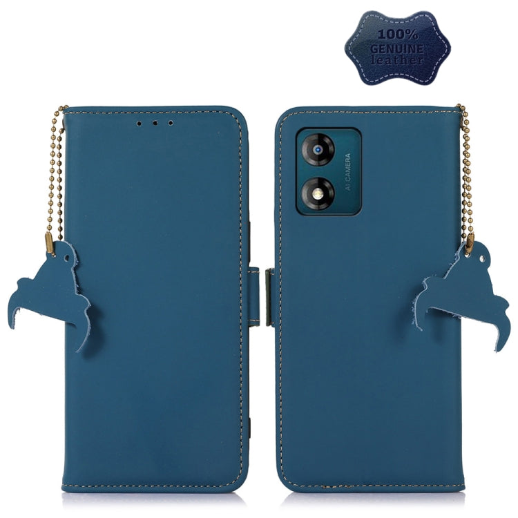 For Motorola Moto G53 5G Genuine Leather Magnetic RFID Leather Phone Case(Blue) - Motorola Cases by PMC TechLife | Online Shopping South Africa | PMC TechLife | Buy Now Pay Later Mobicred