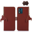 For Motorola Moto G53 5G Genuine Leather Magnetic RFID Leather Phone Case(Coffee) - Motorola Cases by PMC TechLife | Online Shopping South Africa | PMC TechLife | Buy Now Pay Later Mobicred