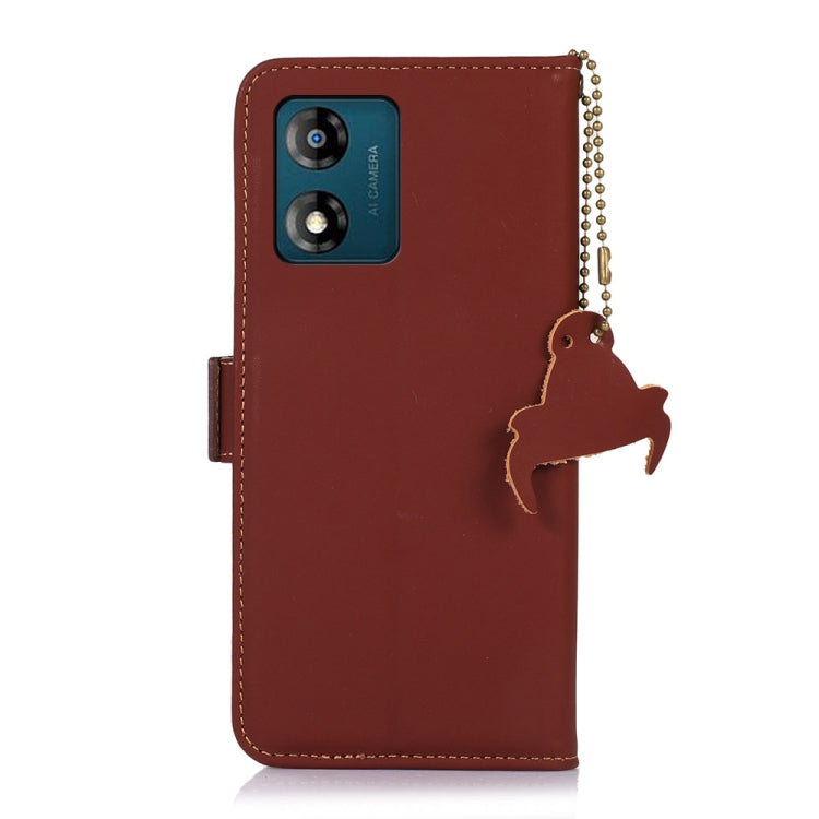 For Motorola Moto G53 5G Genuine Leather Magnetic RFID Leather Phone Case(Coffee) - Motorola Cases by PMC TechLife | Online Shopping South Africa | PMC TechLife | Buy Now Pay Later Mobicred