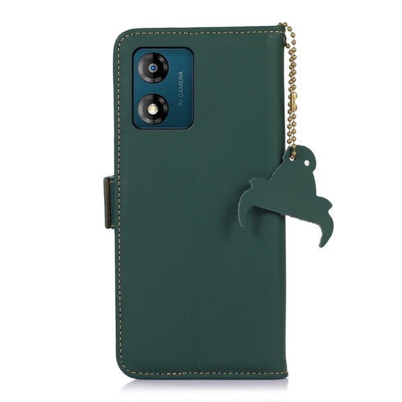 For Motorola Moto G53 5G Genuine Leather Magnetic RFID Leather Phone Case(Green)