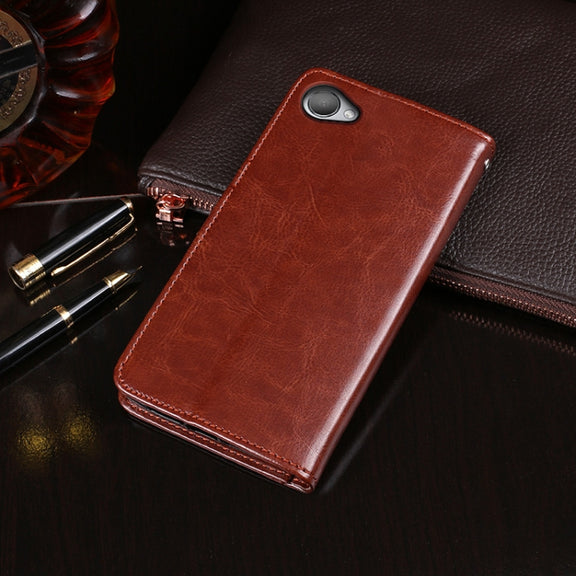 For HTC Desire 12 idewei Crazy Horse Texture Horizontal Flip Leather Case with Holder & Card Slots & Wallet(Red)