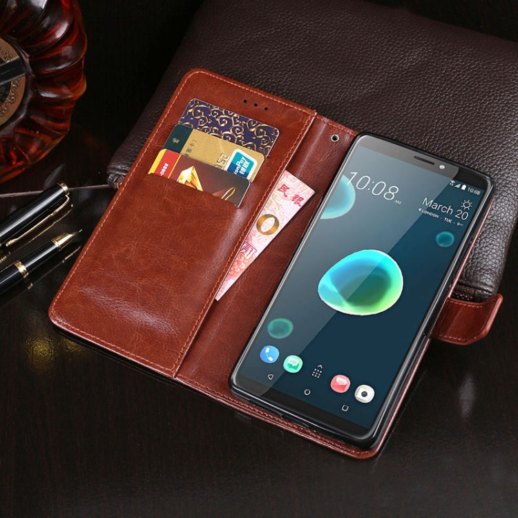 For HTC Desire 12+ idewei Crazy Horse Texture Horizontal Flip Leather Case with Holder & Card Slots & Wallet(Yellow)