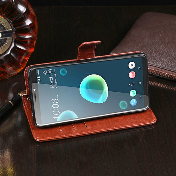 For HTC Desire 12+ idewei Crazy Horse Texture Horizontal Flip Leather Case with Holder & Card Slots & Wallet(Rose Red)