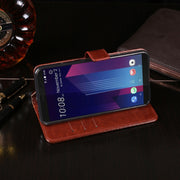 For HTC U11+ idewei Crazy Horse Texture Horizontal Flip Leather Case with Holder & Card Slots & Wallet(Rose Red)