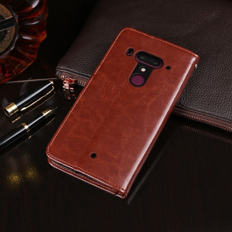 For HTC U12+ idewei Crazy Horse Texture Horizontal Flip Leather Case with Holder & Card Slots & Wallet(Yellow)