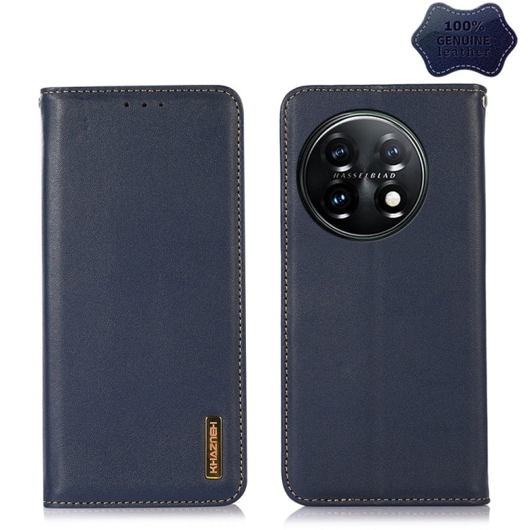 For OnePlus 11 5G KHAZNEH Nappa Top Layer Cowhide Leather Phone Case(Blue) - OnePlus Cases by PMC TechLife | Online Shopping South Africa | PMC TechLife | Buy Now Pay Later Mobicred