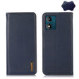 For Motorola Moto E13 4G 2023 KHAZNEH Nappa Top Layer Cowhide Leather Phone Case(Blue) - Motorola Cases by PMC TechLife | Online Shopping South Africa | PMC TechLife | Buy Now Pay Later Mobicred