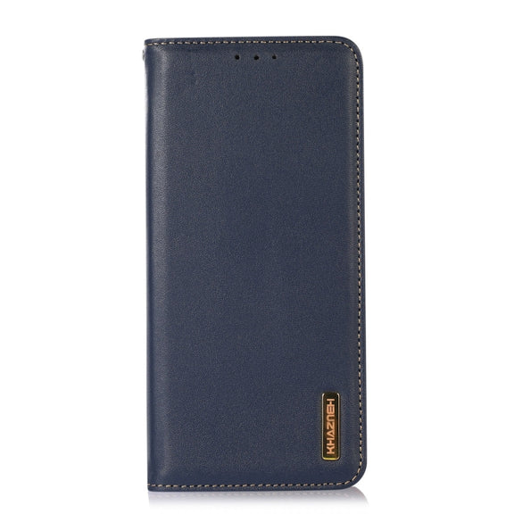 For Motorola Moto E13 4G 2023 KHAZNEH Nappa Top Layer Cowhide Leather Phone Case(Blue)