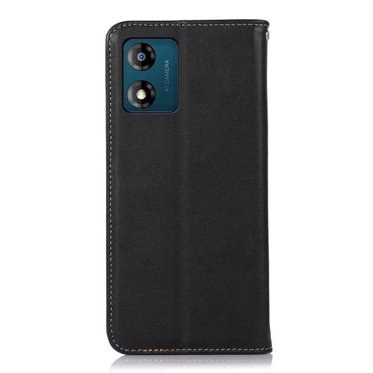 For Motorola Moto E13 4G 2023 KHAZNEH Nappa Top Layer Cowhide Leather Phone Case(Black)
