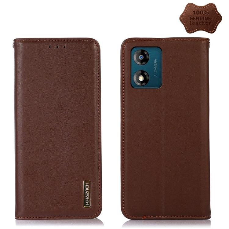 For Motorola Moto E13 4G 2023 KHAZNEH Nappa Top Layer Cowhide Leather Phone Case(Brown) - Motorola Cases by PMC TechLife | Online Shopping South Africa | PMC TechLife | Buy Now Pay Later Mobicred