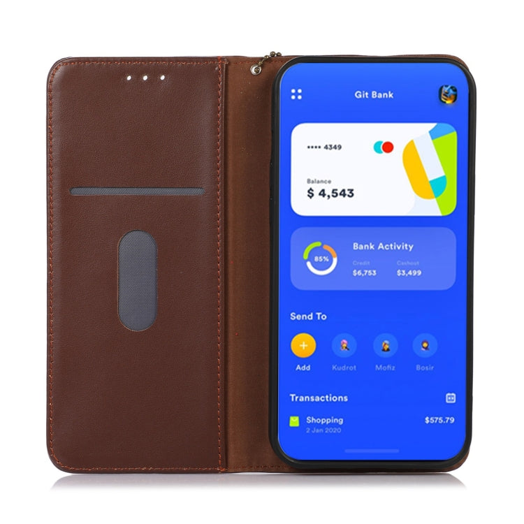 For Motorola Moto E13 4G 2023 KHAZNEH Nappa Top Layer Cowhide Leather Phone Case(Brown) - Motorola Cases by PMC TechLife | Online Shopping South Africa | PMC TechLife | Buy Now Pay Later Mobicred