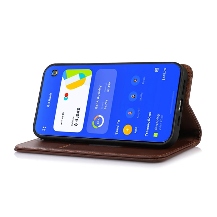 For Motorola Moto E13 4G 2023 KHAZNEH Nappa Top Layer Cowhide Leather Phone Case(Brown)
