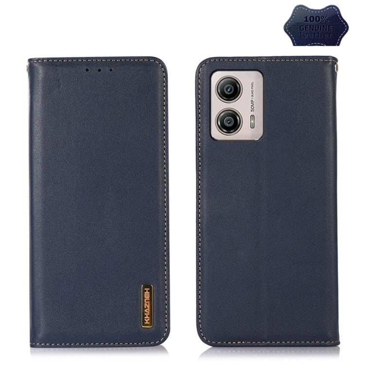 For Motorola Moto G53 5G KHAZNEH Nappa Top Layer Cowhide Leather Phone Case(Blue) - free shipping - PMC TechLife - Order now!
