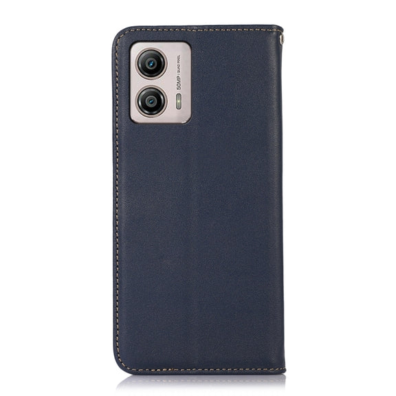 For Motorola Moto G53 5G KHAZNEH Nappa Top Layer Cowhide Leather Phone Case(Blue)