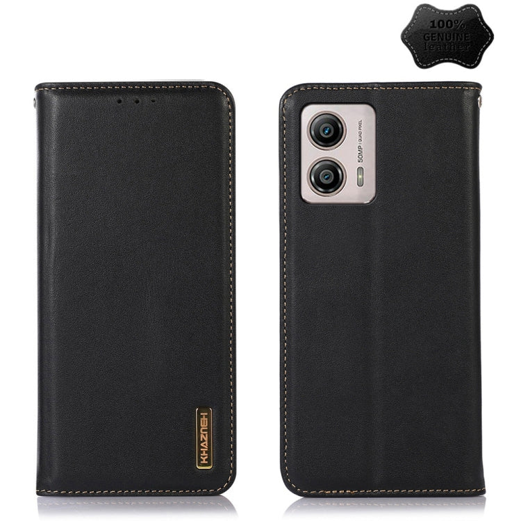For Motorola Moto G53 5G KHAZNEH Nappa Top Layer Cowhide Leather Phone Case(Black) - Motorola Cases by PMC TechLife | Online Shopping South Africa | PMC TechLife | Buy Now Pay Later Mobicred