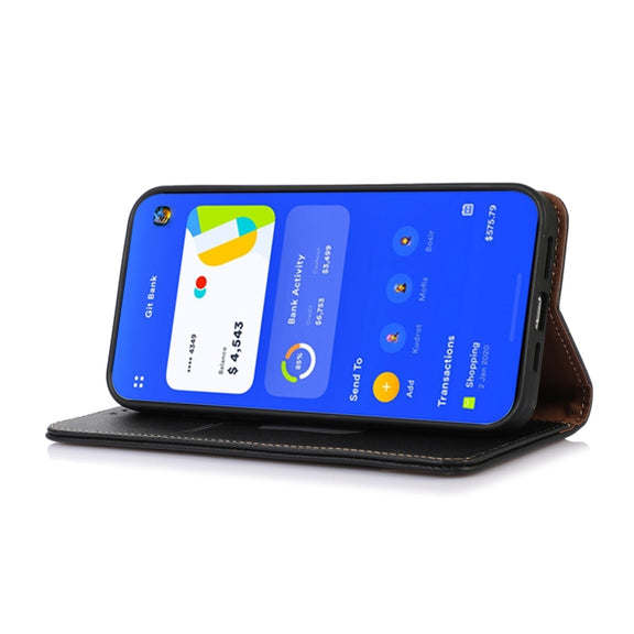 For Motorola Moto G53 5G KHAZNEH Nappa Top Layer Cowhide Leather Phone Case(Black)