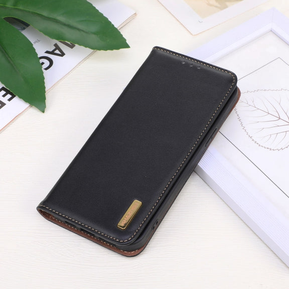 For Motorola Moto G53 5G KHAZNEH Nappa Top Layer Cowhide Leather Phone Case(Black)