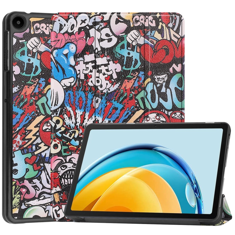 For Huawei Matepad SE 10.4 Custer Painted 3-Fold Holder Leather Tablet Case(Graffiti) - Huawei by PMC TechLife | Online Shopping South Africa | PMC TechLife | Buy Now Pay Later Mobicred