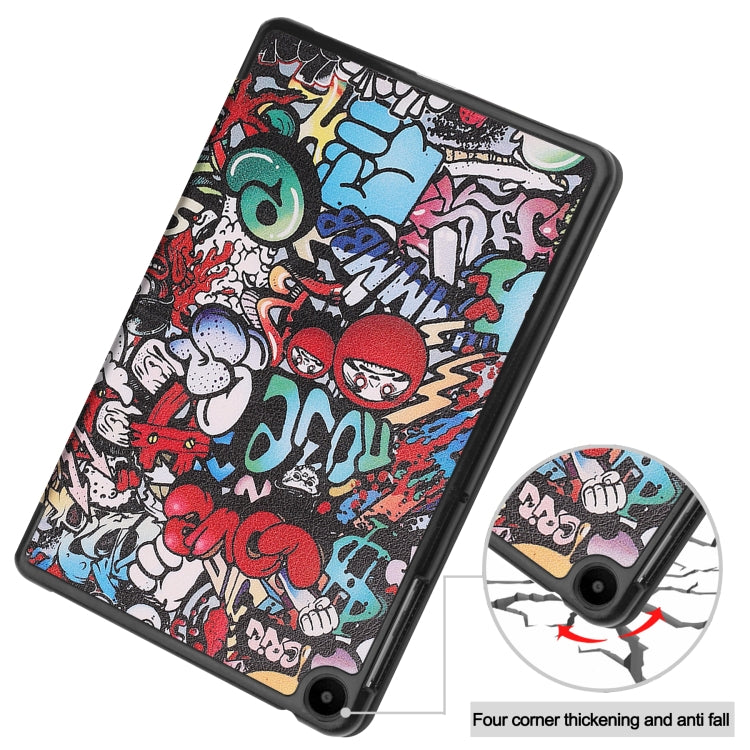 For Huawei Matepad SE 10.4 Custer Painted 3-Fold Holder Leather Tablet Case(Graffiti) - Huawei by PMC TechLife | Online Shopping South Africa | PMC TechLife | Buy Now Pay Later Mobicred