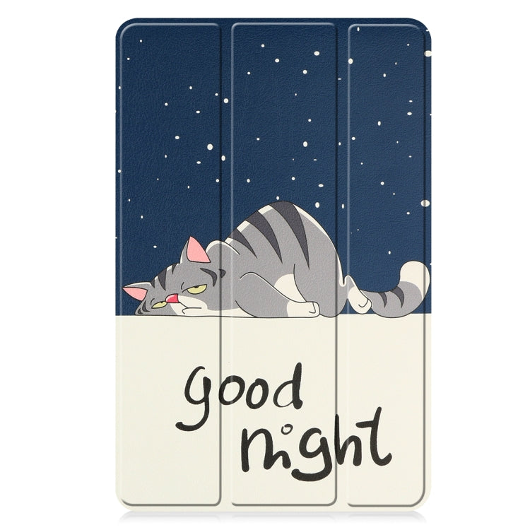 For Huawei Matepad SE 10.4 Custer Painted 3-Fold Holder Leather Tablet Case(Lazy Cat) - Huawei by PMC TechLife | Online Shopping South Africa | PMC TechLife | Buy Now Pay Later Mobicred