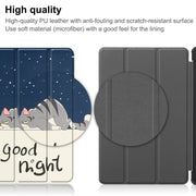 For Huawei Matepad SE 10.4 Custer Painted 3-Fold Holder Leather Tablet Case(Lazy Cat)