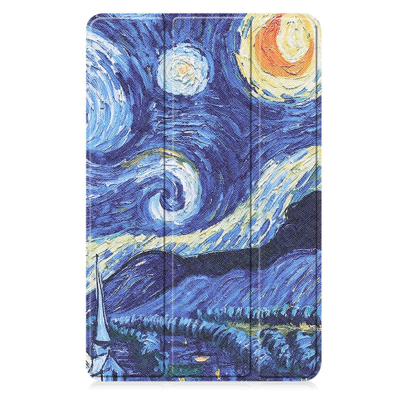 For Huawei Matepad SE 10.4 Custer Painted 3-Fold Holder Leather Tablet Case(Starry Sky)